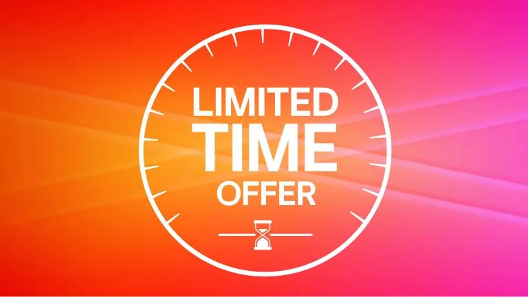 A clock image on a colorful background. Within the image, text reading “Limited Time Offer”.