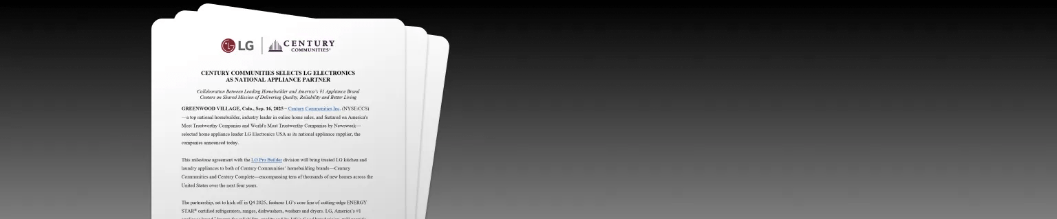 Image of LG press releases stacked on a black gradient background.