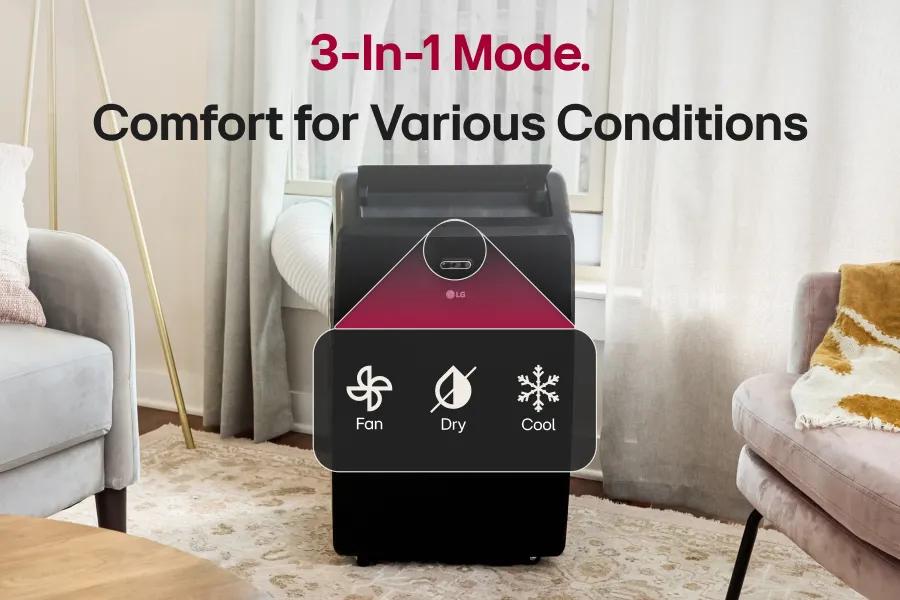 3-in-1 mode. Comfort for various Conditions
Fan
Dry
Cool