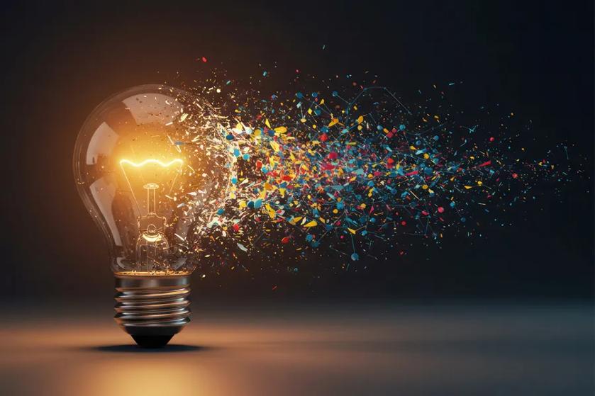 finance Referral design light bulb with colors coming out