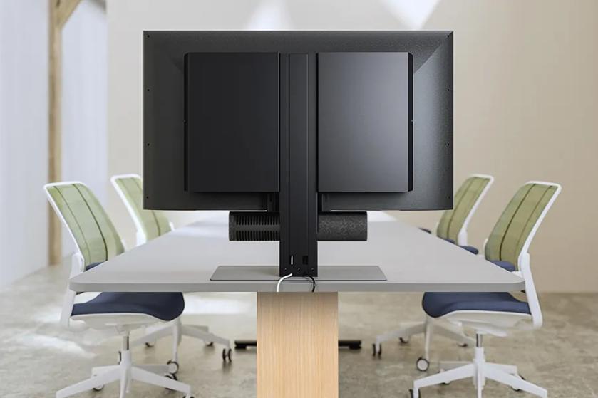 Rear view of LG Express Room Video Conferencing Solution on meeting room table