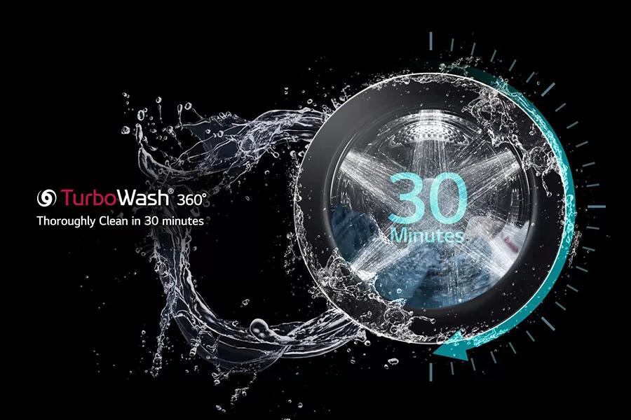 5 powerful jets spray clothes from multiple angles for a complete clean in under 30 minutes
