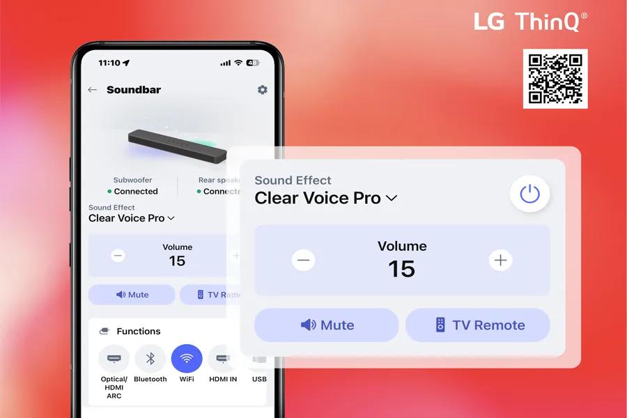 LG ThinQ
Sound Effect
Clear Voice Pro
Soundbar
TV Remote
Mute