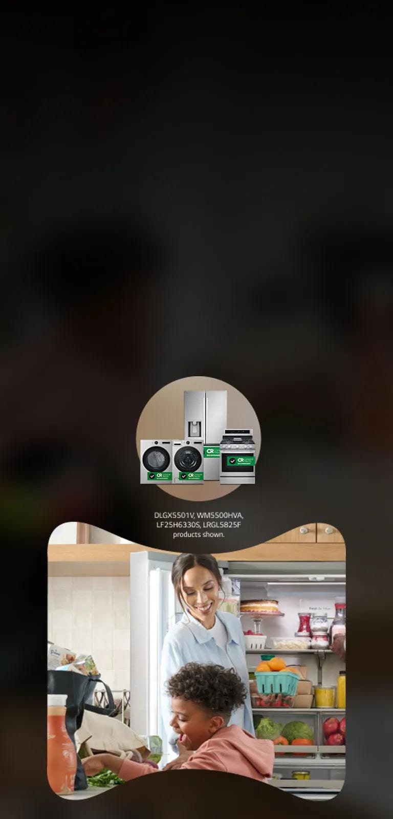 DLGX5501V, WM5500HVA, LRSDS2706S, LRGL5825F products shown