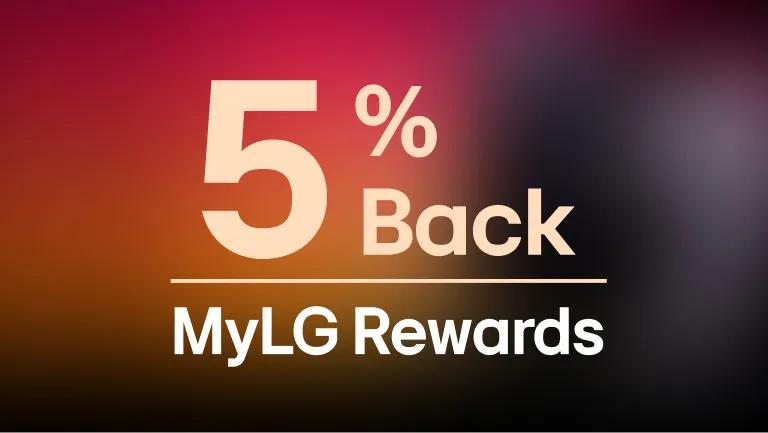5% Back MyLG Rewards promotion card for LG Monitor pre-order offer.