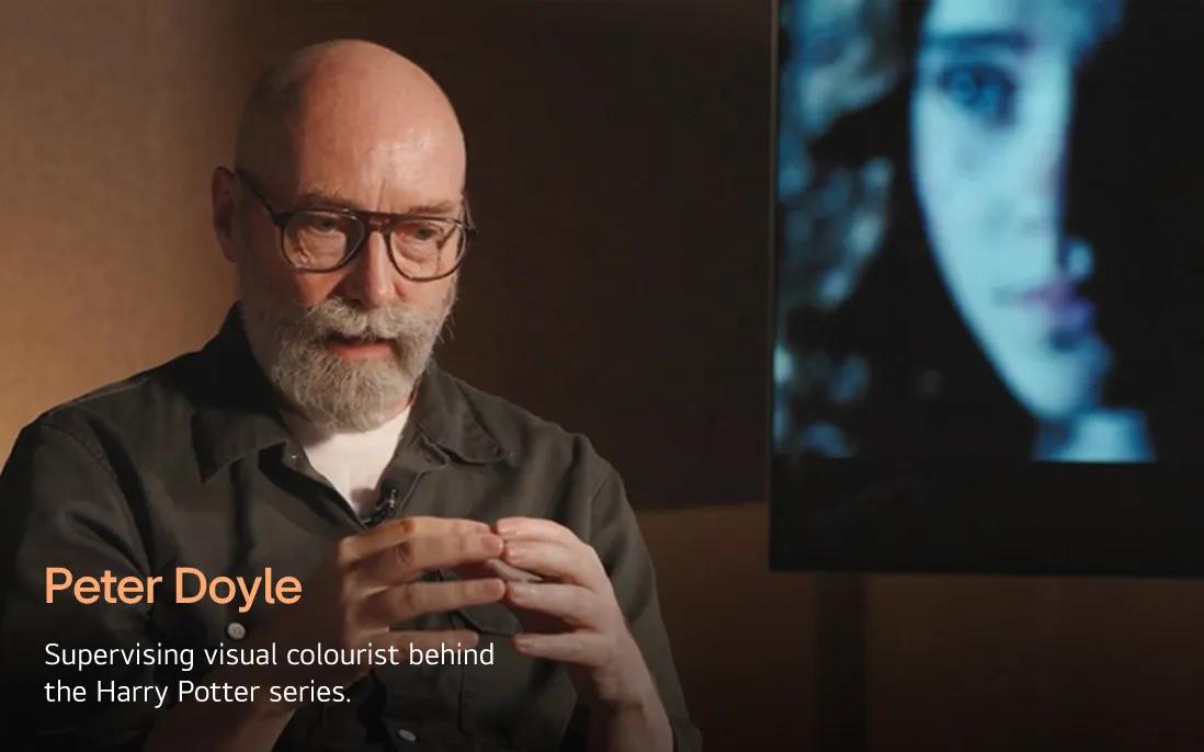 LG OLED TV for watching movies is supported by Peter Doyle, a supervising visual colourist of renowned films, showing how accurate black levels reveal rich shadow detail and texture in low-light scenes.