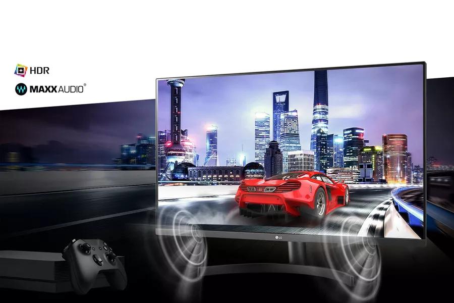 Immersive true 4K HDR console gaming with the car scene with MAXXAUDIO