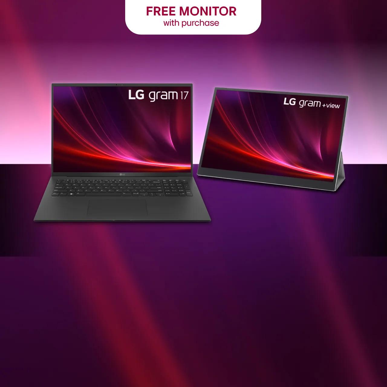 Image of $500 off a lightweight & AI-enabled LG gram laptop+FREE portable monitor