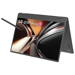 LG 16T95TP-K.AD87U1 Pro 2-in-1 16-inch Laptop - Black Finish - Folded Front View with Screen On