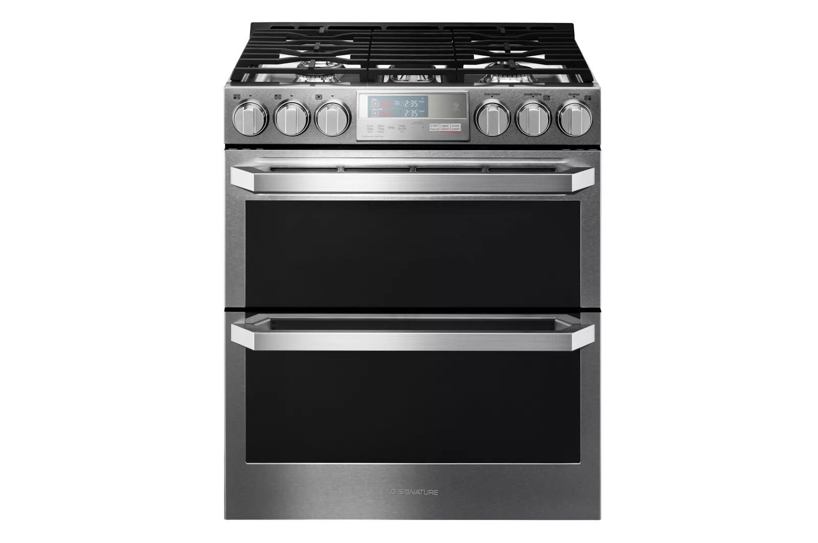 LG SIGNATURE 6.9 cu.ft. Smart wi-fi Enabled Gas Double Oven Slide-In Range with ProBake Convection® LUTG4519SN