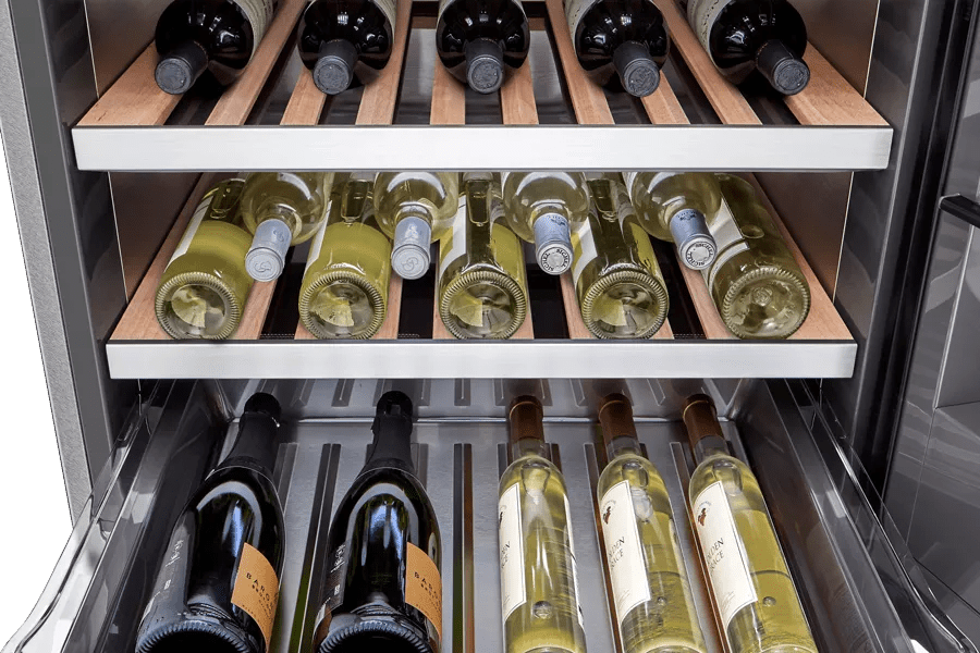 Various wines are placed at the different temperature levels