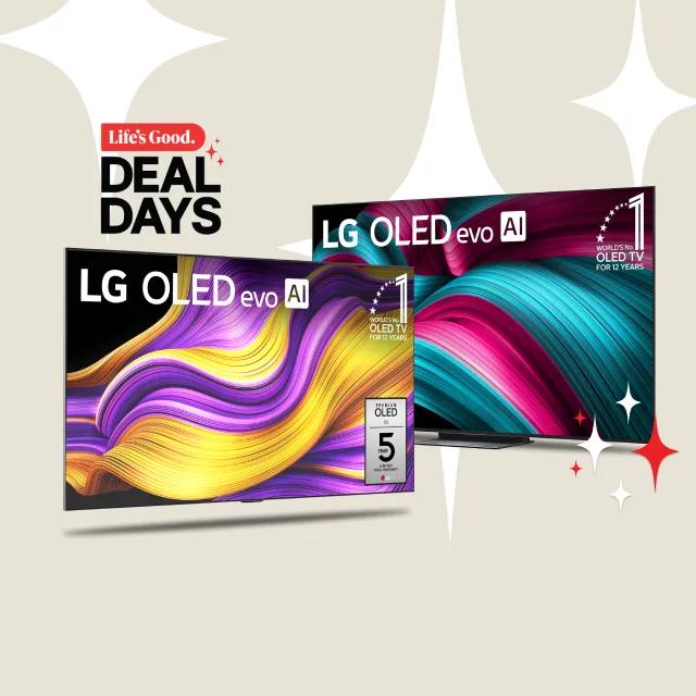 “Life’s Good Deal Days” title badge. 2 OLED TVs side-by-side with “World’s No. 1 OLED TV for 12 Years” infill. 