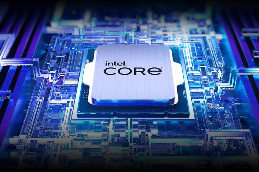 Close-up of an Intel Core processor on a complex circuit background.