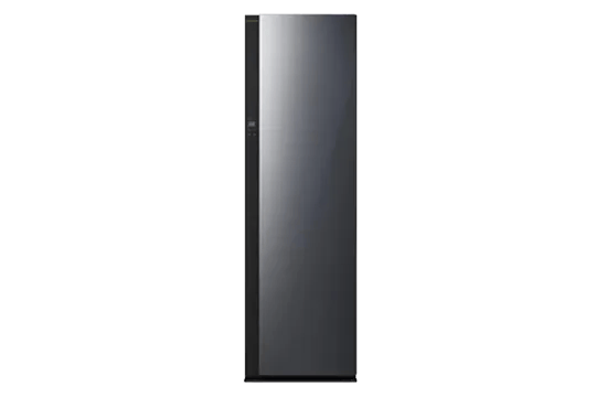 LG Styler Steam Closet in dark mirror finish with slim upright design and front control panel