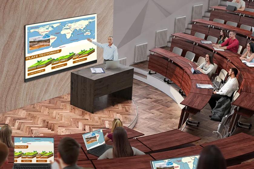 A professor uses LG All in One DVLED to illustrate his lesson