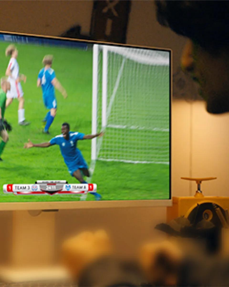 Soccer match streaming on LG Smart Monitor.