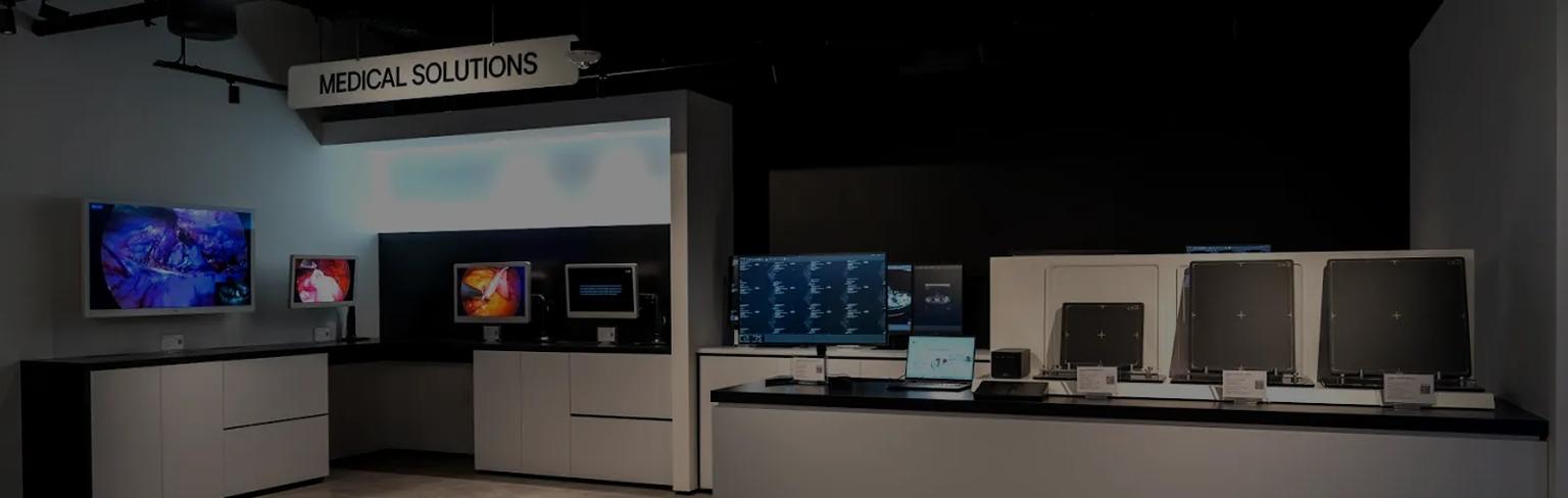 LG Medical solutions on display in a showcase area of the New Jersey Business Innovation Center.