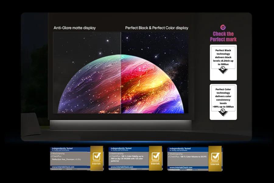 Over 8.3 million self-lit smart pixels with Perfect Black and Perfect Color technology