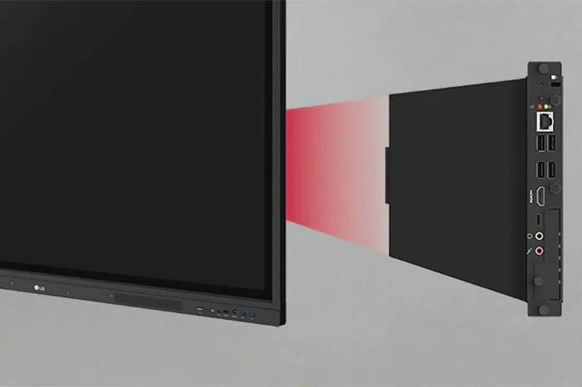 Slot-in OPS being slotted into a CreateBoard.