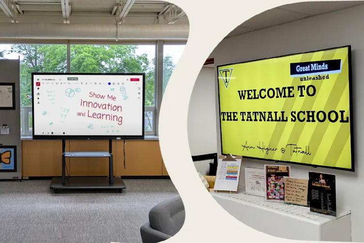 LG CreateBoard and LG digital signage on display in Tatnall School.