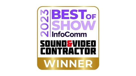 2023 BEST OF SHOW InfoComm Digital sound&video contractor WINNER badge.