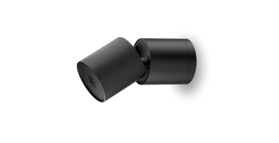 LG outdoor security camera in matte black finish mounted on a wall bracket