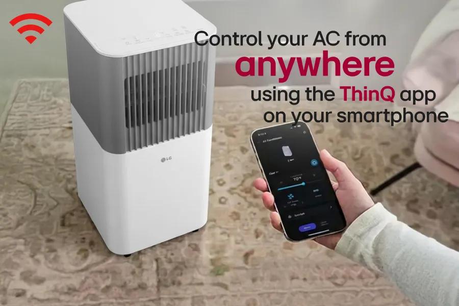 Control key air conditioner features from your phone or favorite smart speaker with the ThinQ app.