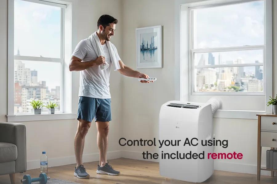 control your AC using the included remote.