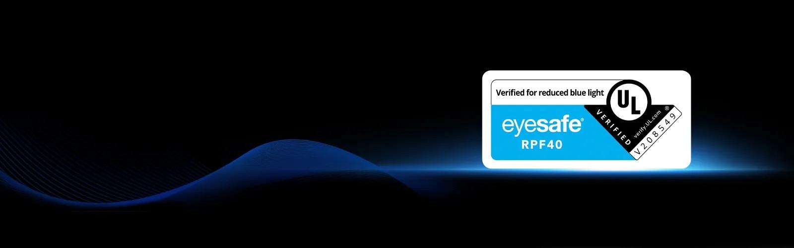 LG Micro RGB evo AI MRGB95 features the Eyesafe RPF 40 certification as verified by UL, indicating verified for reduced blue light performance.