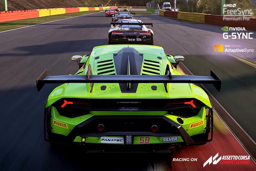 AMD
freesync
premium pro
nvdia
G-sync
VESA CERTIFIED
Adaptive sync
racing on 
assettocorsa
competizione