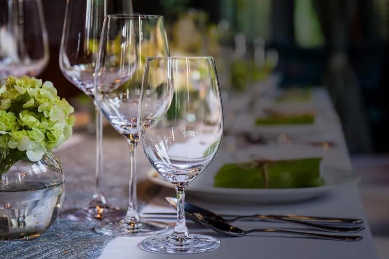 Sparkling dishes and glassware