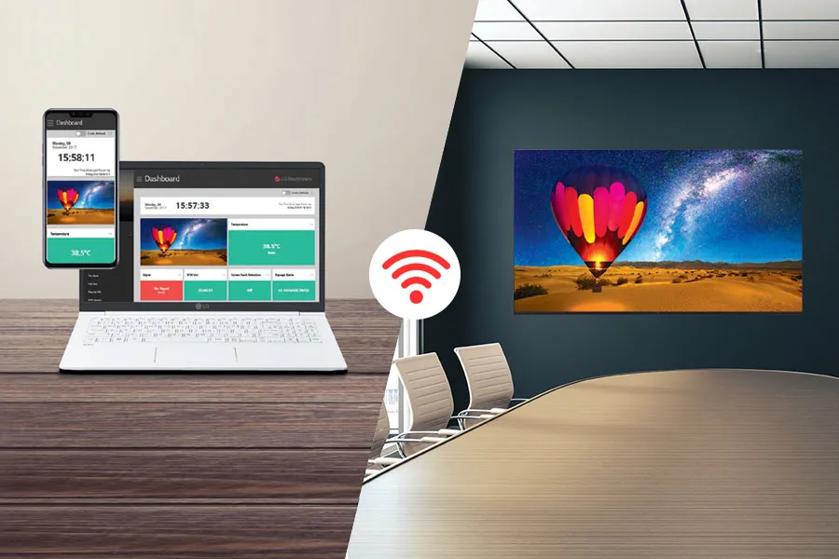 Wireless control from laptop or mobile to digital signage