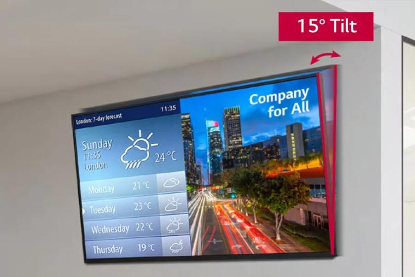 UHD Digital Signage with 15 degree tilt