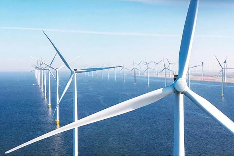 windmill farm in the ocean