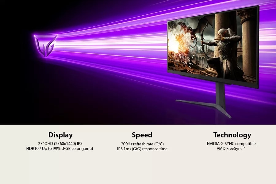 LG UltraGear™ 27 inch 200Hz QHD Gaming Monitor - 27GS75Q-B