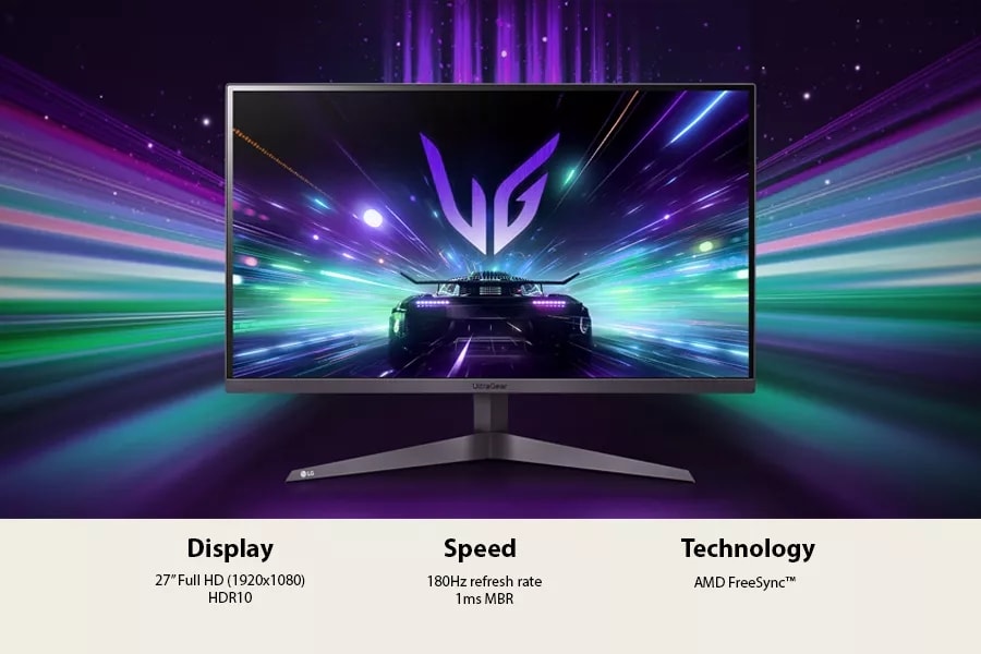 27GS50F-B LG UltraGear 27型 フルHDゲーミングモニター 27” UltraGear™ FHD 180Hz gaming monitor | 1ms MBR, HDR 10