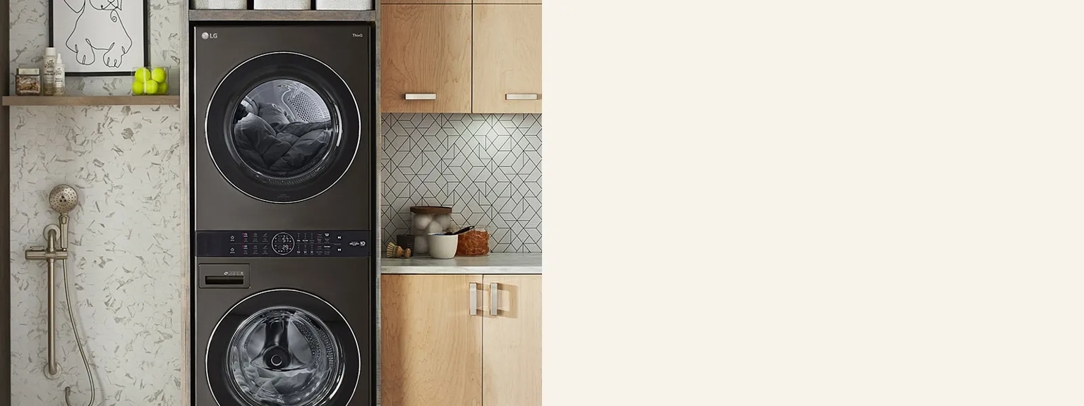 Image of room showcasing an LG Washer Dryer combo appliance