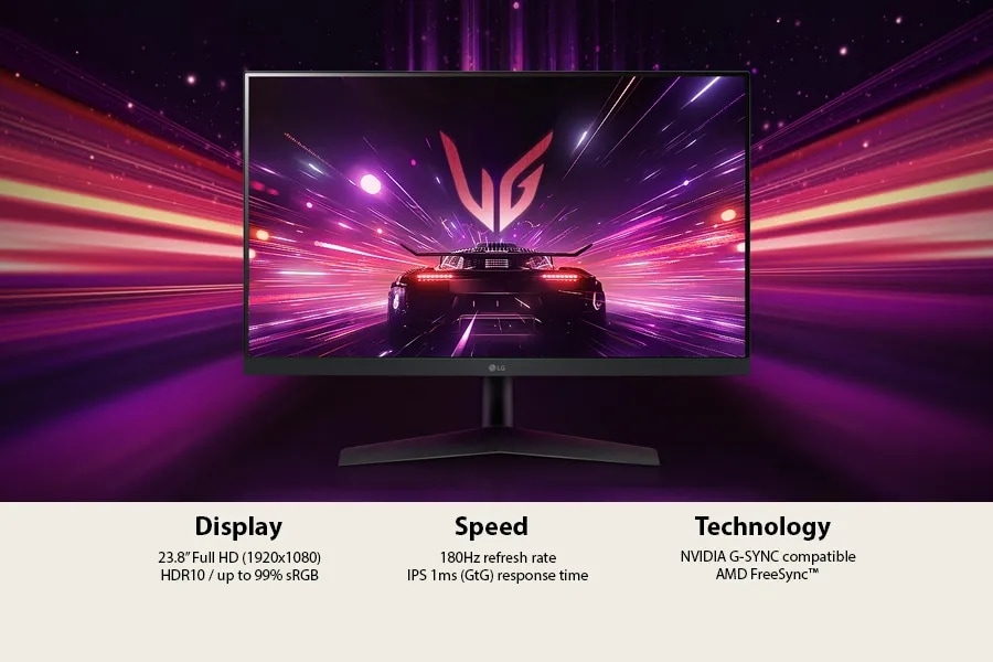 LG UltraGear™ 24 inch 180Hz FHD Gaming Monitor - 24GS60F-B
