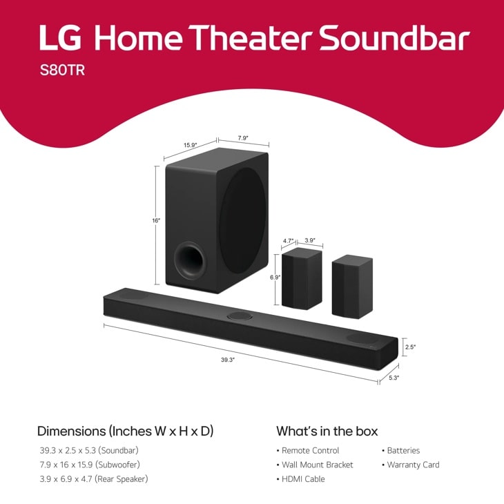 LG Home Theater Soundbar for TV with Dolby Atmos® S80TR LG US
