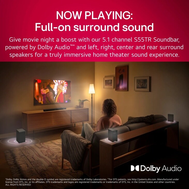 S55TR LG Home Theater Soundbar with Dolby Audio® and Rear Speakers, 5.1. channel