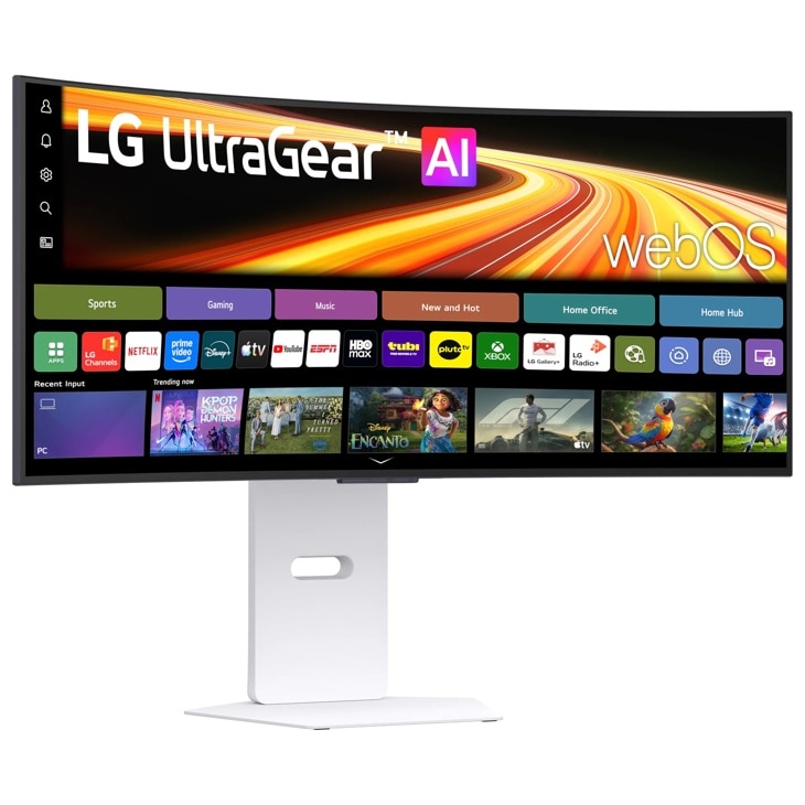 LG 34GX90SB-W UltraGear OLED Gaming Monitor with webOS interface and white stand - Right View