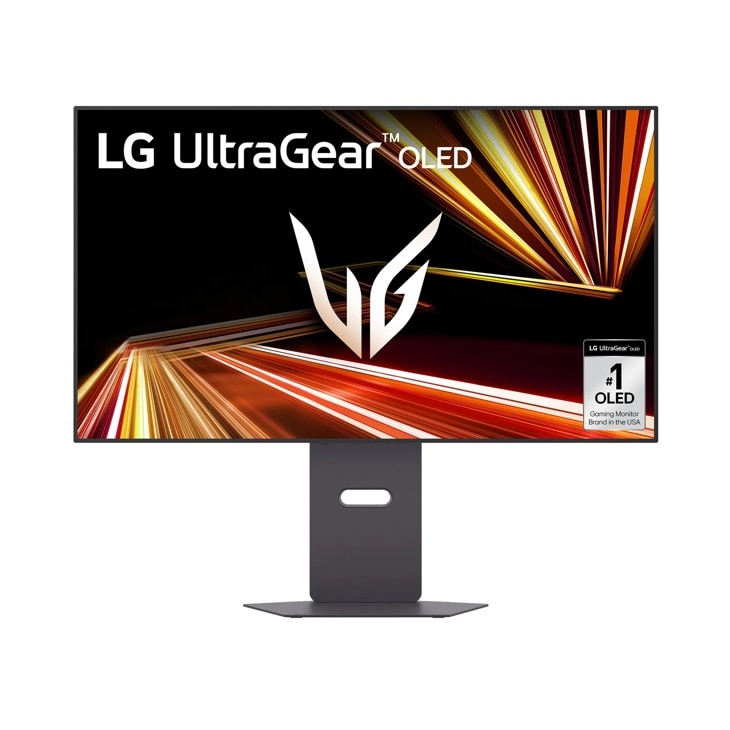 LG 32GX870A-B 32-Inch UltraGear OLED Gaming Monitor with dynamic light streaks and #1 OLED Gaming Monitor Brand badge - Front View