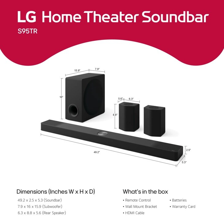 S95TR Home Theater Soundbar for TV channel Dolby Atmos