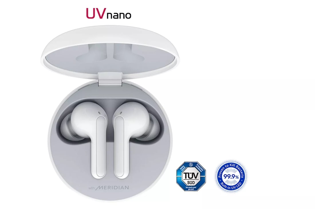 Auriculares Stereo LG Bluetooth sem Fio com Capa de Carregamento Branco  UVNano, HBS-FN6