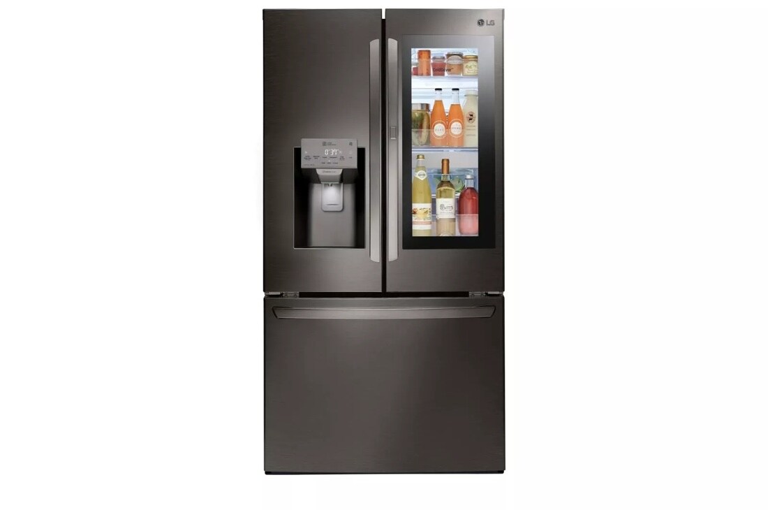 Front view of the 28 cu. ft. Smart wi-fi Enabled InstaView™ Door-in-Door® Refrigerator - LFXS28596D. 