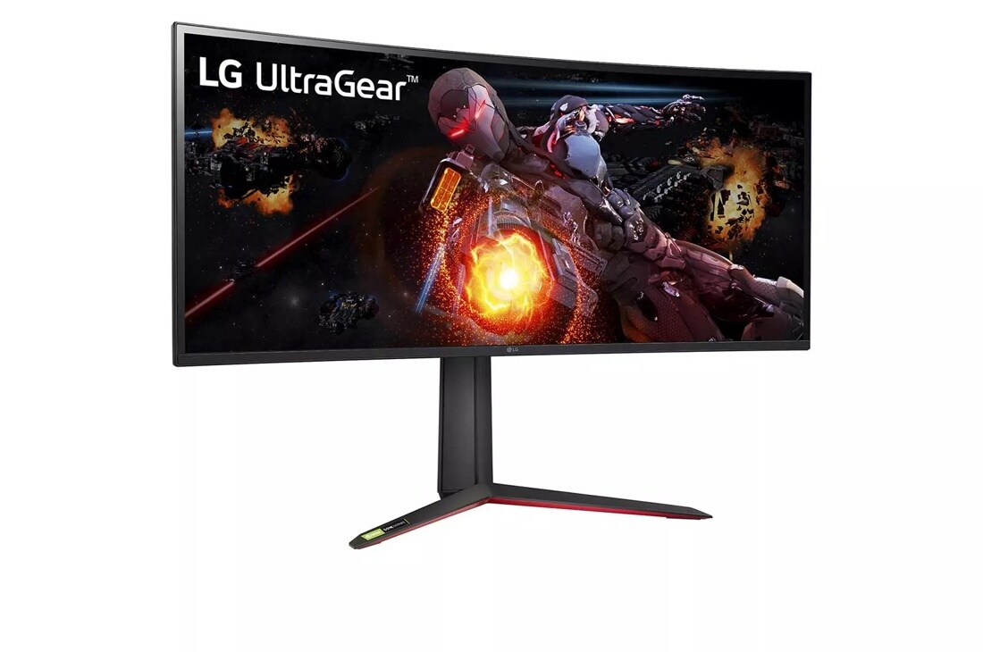 Left side view of the 34 Inch LG UltraGear (34GP950G-B) curved gaming monitor with 144Hz refresh rate and 1ms (GtG) response time
