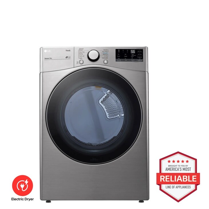 LG DLE3600V Electric Dryer with ThinQ Sensor Dry Brought to You by Americas Most Reliable Line of Appliances - Front View