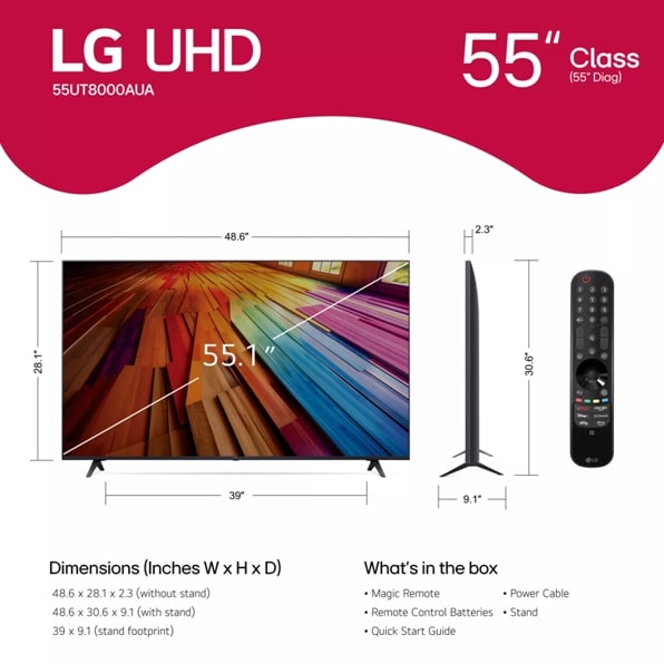 55 inch Class LG UT8000 4K UHD TV - 55UT8000AUA