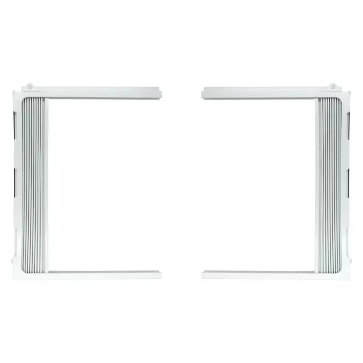 AET73732404 air conditioner window side panels with accordion-style extenders for custom window fitting