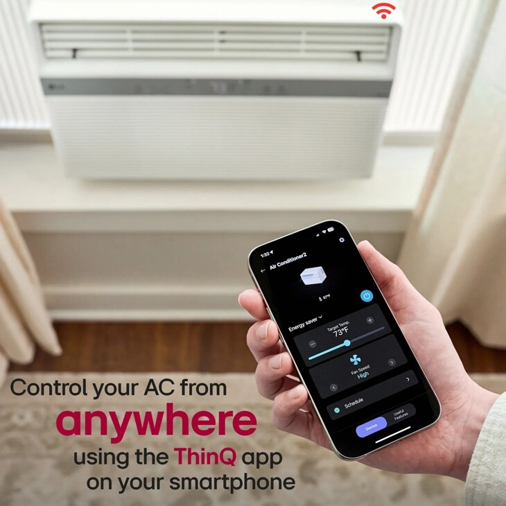 Control your AC from
anywhere
using the ThinQ app on your smartphone